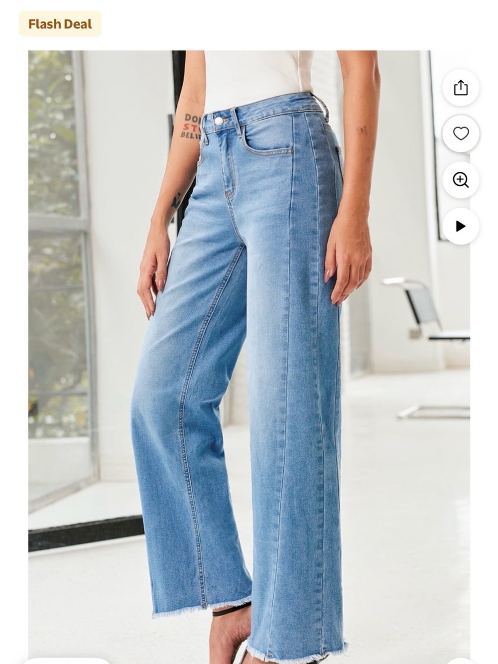 Wide Leg High-Rise Jeans in Light Blue, NWOT